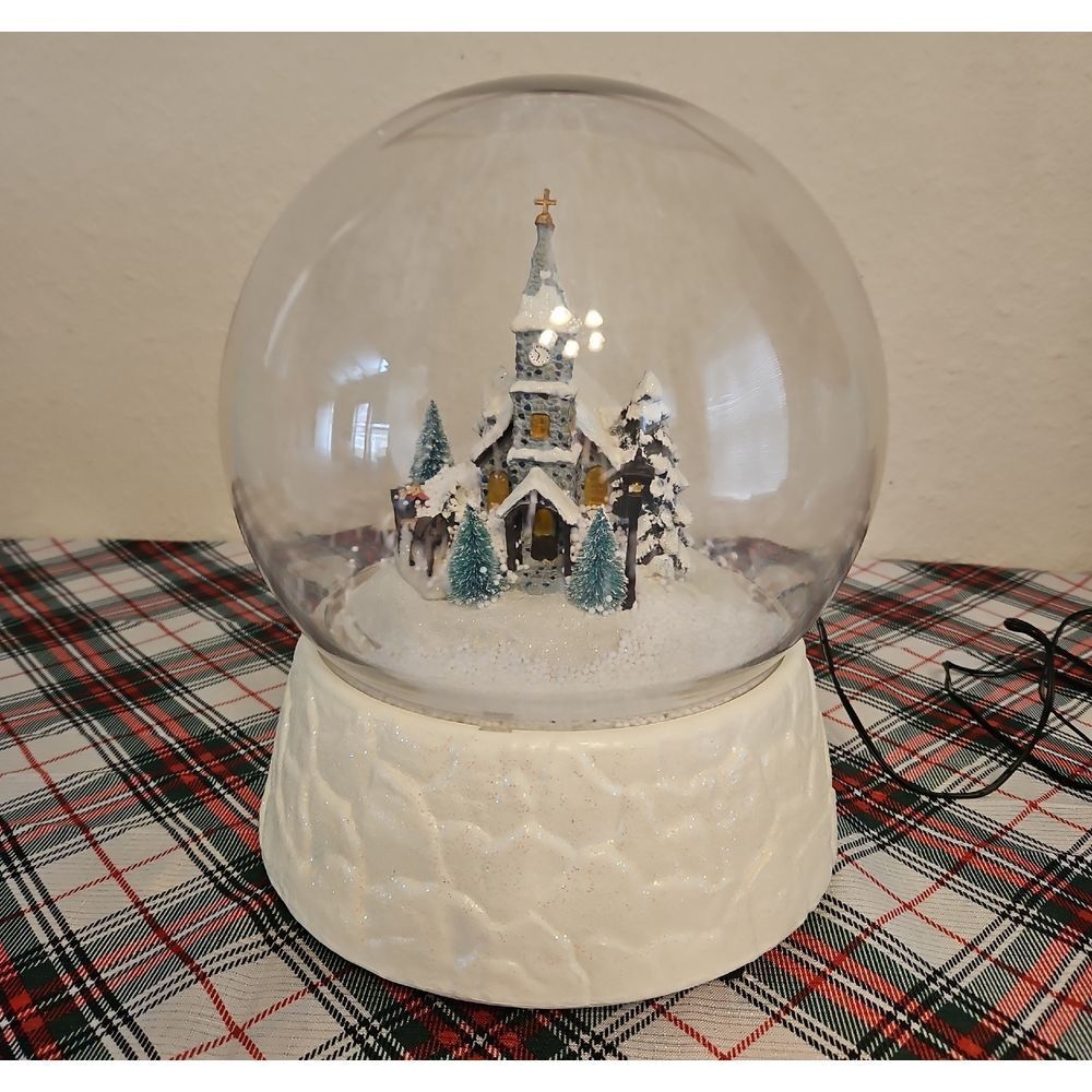 HSN 12" Tall Electrical Animated Musical Snow Globe with Church Inside